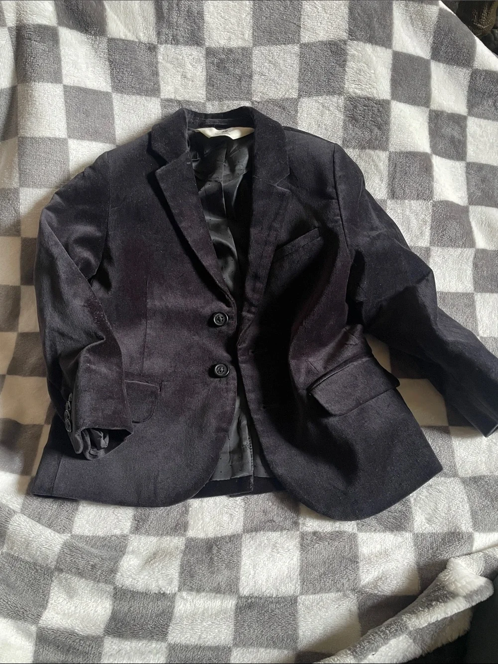 H&M Toddler Black Velvet Blazer - Classic Two-Button Jacket size 2-3Y
